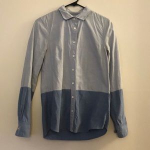 J. Crew Blue Colorblock Oxford Button Up Boy Shirt